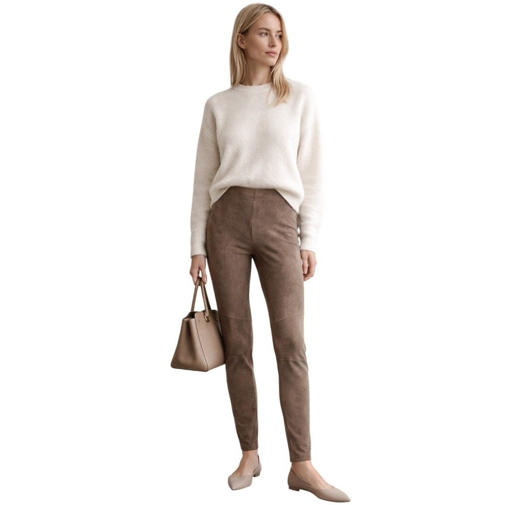 Lysse Faux Suede Taupe Brown High Waist Legging XL Soft Stretch Minimalist Moto